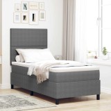 Pat Box Spring cu Saltea și Lumină LED Gri Deschis Fabrică Corduroy