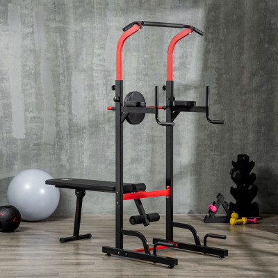 HOMCOM statie pentru fitness 180-230 cm, pliabila, negru foto