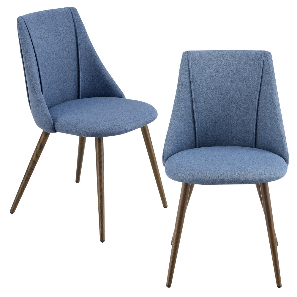 Set 2 bucati scaune tapitate Danzig DB, 83 x 50 cm, metal/poliester,  albastru inchis/efect lemn | arhiva Okazii.ro