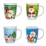 Set Cani Ceramice Crăciun, Model Figuri Moș Crăciun, Capacitate 420ml, 4 Buc, Multicolor, Oem
