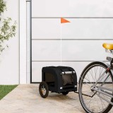 VidaXL Remorcă bicicletă animale companie, negru, textil oxford/fier