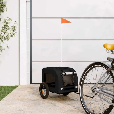 vidaXL Remorcă bicicletă animale companie, negru, textil oxford/fier foto