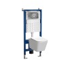 Set WC Suspendat Roya Tinos 81GRE: Vas Fara Rama, Rezervor Incastrat + Clapeta Cromata. Spalare Eficienta, Design Modern