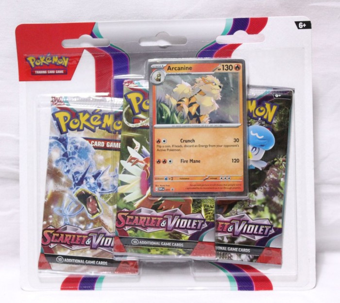 Cartonase Pokemon Scarlet &amp; Violet 3 x booster pack + bonus card Arcanine