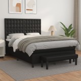 VidaXL Pat box spring cu saltea, negru, 140x190 cm, piele ecologică 3137659