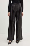BOSS pantaloni femei, culoarea negru, lat, high waist, 50518463