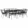 VidaXL Set de sufragerie de grădină 9 piese neagră sticlă polirattan 3334603