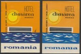 Romania anii 70 - Set 2 vignete de bagaje Hotel DUNAREA din Mamaia (varietati), ONT Carpati, etichete hoteliere, promovare turistica