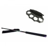 Set Autoaparare: Baston Telescopic 66cm Otel + Box Metalic Ideallstore, Husa Curea, Multicolor