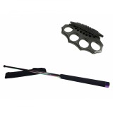 Cumpara ieftin Set Autoaparare: Baston Telescopic Otel 66cm + Box Metalic Multicolor Ideallstore, Husa Curea