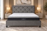 Cumpara ieftin Pat Hypnotic 180x200 cm Gri Catifea Tapitata cu Somiera Inclusa - Elegant si Confortabil