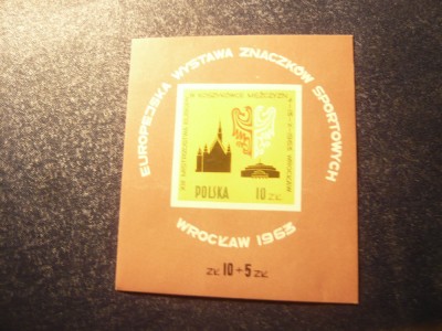 Colita Polonia 1963 - Expozitia Filatelica Breslau nedantelat foto
