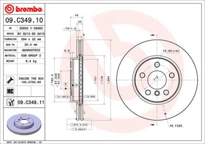 BREMBO 09.C349.11 PRIME LINE - UV Coated Disc frana foto