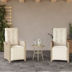 vidaXL Scaun de grădină rabatabil cu suport picioare,2 buc., poliratan 365196