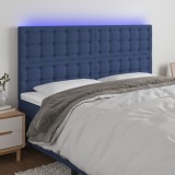 Cumpara ieftin Tăblie de pat cu LED, albastru, 160x5x118/128 cm, textil