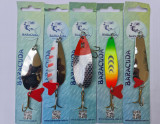 Set 5 lingurite oscilante pentru pescuit la stiuca, Lingurite rotative
