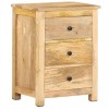Noptiera Gossi lemn masiv mango 45x35x60 cm cu 3 sertare, stil rustic, maro