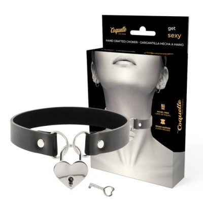 COQUETTE CHIC DESIRE - VEGAN LEATHER NECKLACE WITH HEART ACCESSORY WITH KEY foto