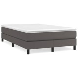 VidaXL Pat box spring cu saltea, gri, 120x190 cm, piele ecologică