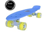 Penny board albastru Mad Cruiser cu roti LED si rulmenti ABEC 7