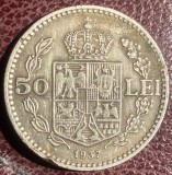 Moneda Romania 50 Lei 1937 Carol al II-lea, Argint, Numismatica