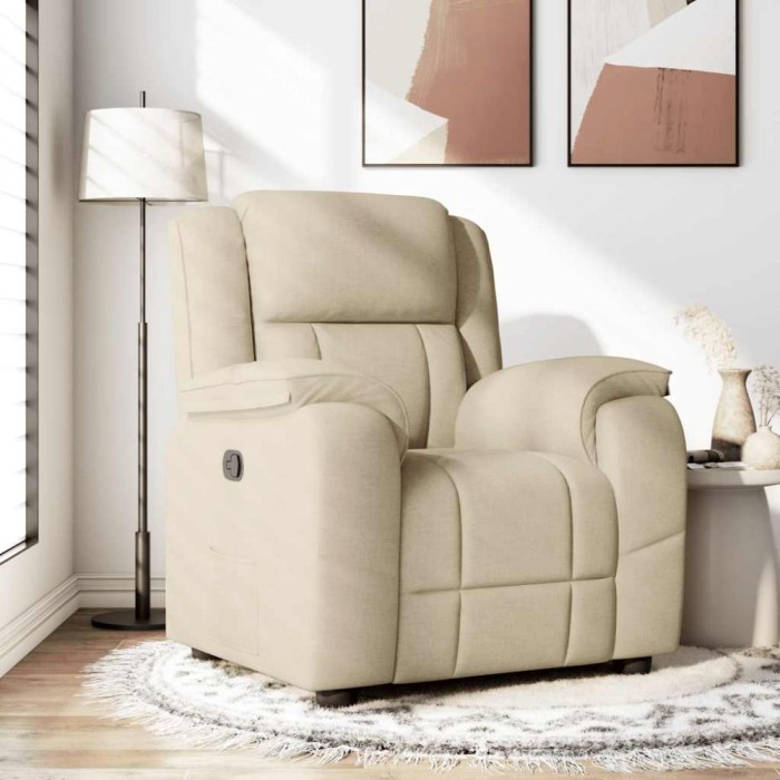 vidaXL Fotoliu rabatabil, crem, material textil 4015708