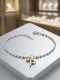 Cumpara ieftin Bratara din Argint 925 cu Initiala P Aurie si Zirconiu , Charm Personalizat si Stil Bicolor