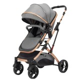 Carucior 2 in 1 pliabil si reversibil pentru bebelusi, cu cos de depozitare, 0-36 luni, pana la 15 kg, gri