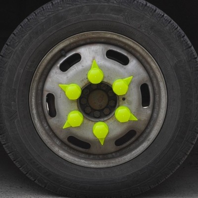 SET 10 BUCATI CAPAC PLASTIC PENTRU PREZON ROATA CU INDICATOR 33 MM NEON GALBEN 54.5 MM foto