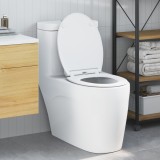 Capac de toaletă cu eliberare rapidă vidaXL cu &icirc;nchidere lentă din Duroplast Alb