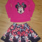 Set fata roz 2 piese bluza si fusta Disney Minnie Mouse 7/8 ani nou