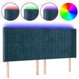 Cumpara ieftin Tablie de pat cu LED, albastru inchis, 163x16x118/128cm catifea