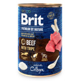 Brit Premium By Nature, Vită și Burta, Conservă hrană umedă fară cereale c&acirc;ini, (pate), 400g