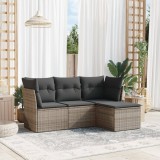 Gossi set canapea de gradina cu perne, 4 piese, gri, poliratan
