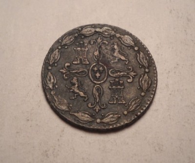Spania 4 Maravedis 1824 Fernando VII Rara foto