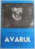 Avarul - Afis cinema Romaniafilm film francez 1980, Louis de Fun&egrave;s