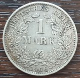 (A350) MONEDA DIN ARGINT GERMANIA - 1 MARK 1906, LIT. E, MAI RARA, TIRAJ MIC, Europa