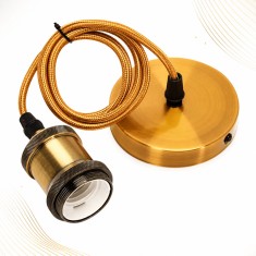Pendul Rossa Home Light, Inaltime Reglabila, Aluminum, E27, Max. 60W, Sfoara Vintage, 100cm, Gold/Bronze