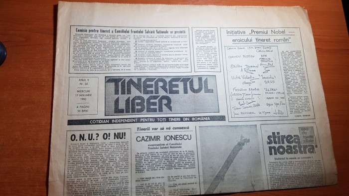 ziarul tineretul liber 17 ianuarie 1990