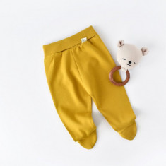 Pantaloni cu Botosei - Bumbac organic Galben BabyCosy (Marime: 3-6 Luni)