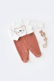 Salopeta Ursulet BabyCosy Caramiziu 3-6 Luni Maneca Lunga Bumbac Organic Certificat GOTS