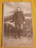 ELEV DE SCOALA MILITARA-FOTOGRAFIE PE CARTON-ATELIER HIGH LIFE BUCURESTI-DATATA 1905