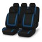Set huse scaune auto universale, 9 piese, model blue line, albastru, compatibile airbag, material poliester cu burete 2 mm