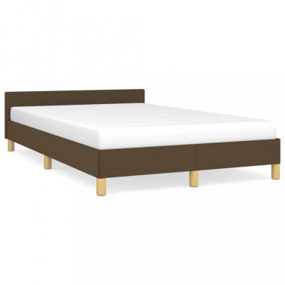 vidaXL Cadru de pat cu tăblie, maro &amp;icirc;nchis, 120x190cm, material textil foto