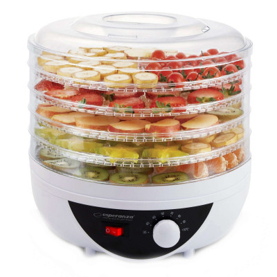 Uscător de fructe și legume Esperanza EKD002, 250W, 5 nivele, 35-70C, Ventilator, Termostat, Alb foto