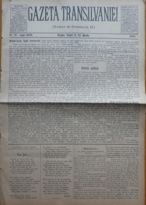 Gazeta Transilvaniei , Numer de Dumineca , Brasov , nr. 57 , 1904 foto