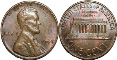 SUA 1964 - 1 cent, circulata foto
