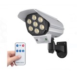 Proiector solar cu LED in forma de camera de supraveghere, telecomanda