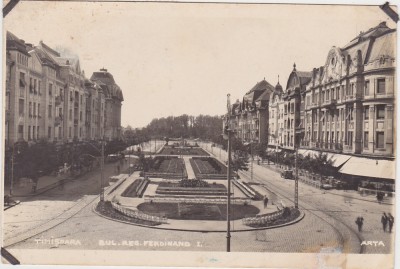 Timisoara Bul. Reg. Ferdinand I CP circulata ND(1934) foto