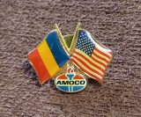 Insigna fotbal - Steag Romania si SUA (&quot;AMOCO&quot;)